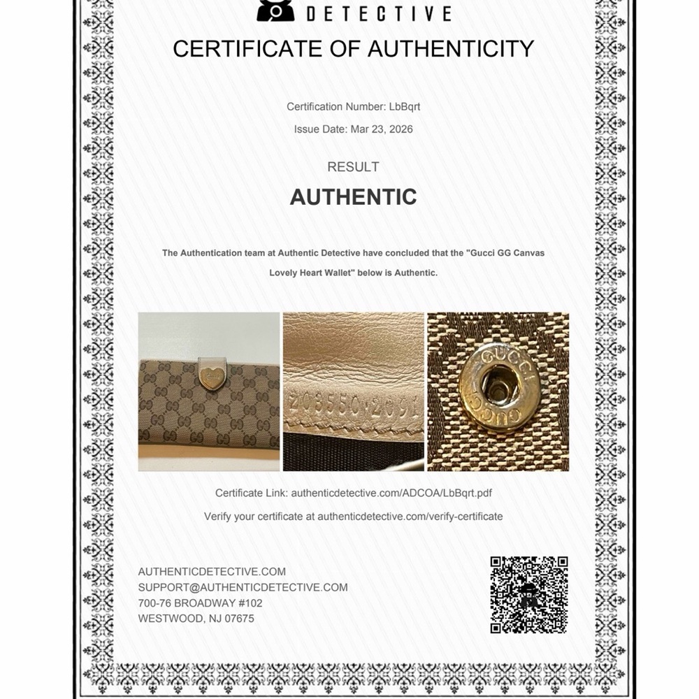 Gucci Beige GG Monogram Wallet with Gold Heart Logo - Picture 6 of 6